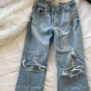 Straight Leg Ripped Jeans